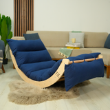 Wooden Rocking Lounger with Cushion: Multifunctional Relax Chair for Relaxing and Meditation
