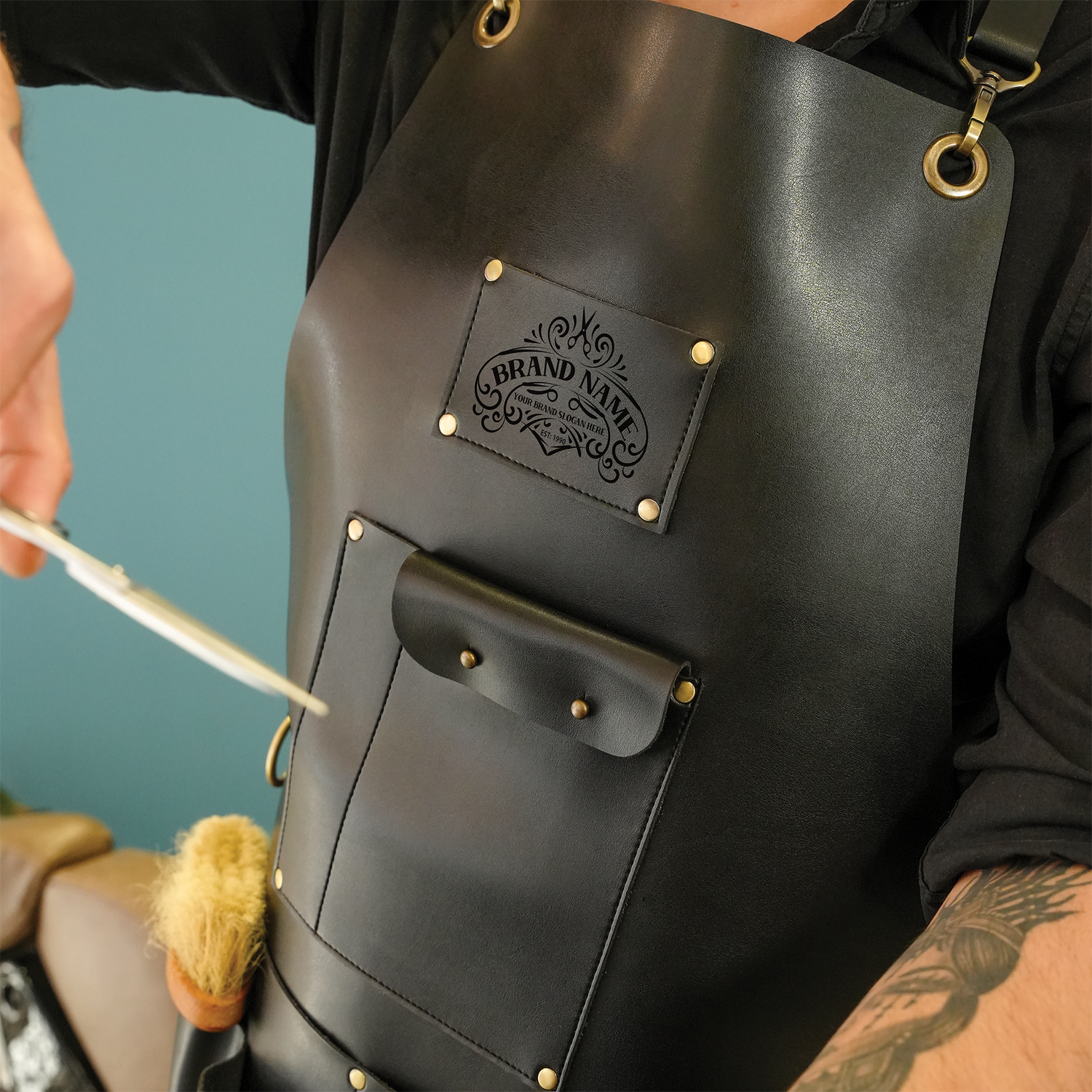 Leather Hairdresser Barber Apron with Custom Logo, Workshop Leather Hairdresser Barber Apron with Custom Logo, Workshop