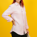 Linen Button-Up Shirt with Long Sleeves: XS to 3XL Relaxed Fit Womens Top