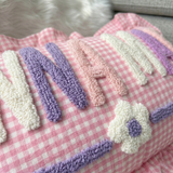 Handmade Monogram Punch Needle Pillow: Personalized Baby Gift Name