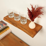 Live Edge Floating Walnut Wood Shelves: Wall Mounted Rack for Kitchen Wall, Natural Wood Wall Decor