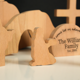 Custom Farmhouse Christmas Decor Wooden Nativity Set: Personalized Bible Verse Display