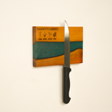 Walnut Epoxy Knife Display Magnetic Board: Grandma’s Garden Personalized Engraving, Kitchen Wall Decor