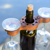 Personalized Walnut Wine Glass Holder: Rustic Engraved Wine Caddy for Couples Home Bar