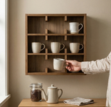 Coffee Mug Rack Wall Shelf: Wooden Cup Holder for Kitchen Coffee Station