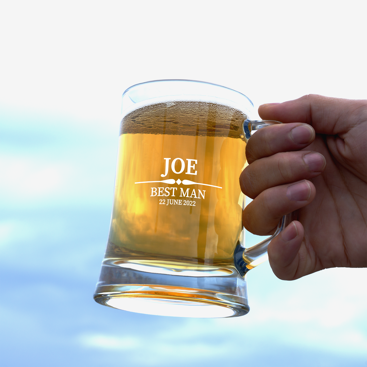 Personalized Grooomsman Beer Glass, Custom Beer Glass with Handle, Best Man Proposal, Groomsmen Gift, Husband Dad Gift, Beer Mug for Men