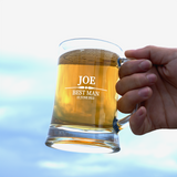 Personalized Grooomsman Beer Glass, Custom Beer Glass with Handle, Best Man Proposal, Groomsmen Gift, Husband Dad Gift, Beer Mug for Men