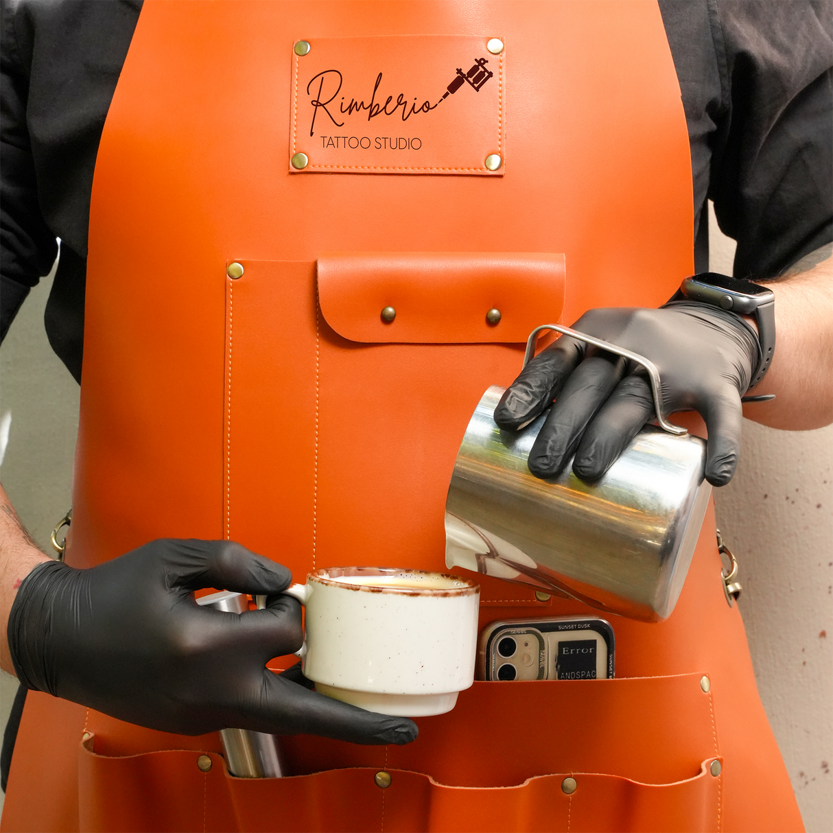 Leather Tattoo Studio Apron with Pockets, Custom Gift for Him, Personalized Workshop Apron, Engraved Leather Apron Gift, Tattoo Artist Gifts