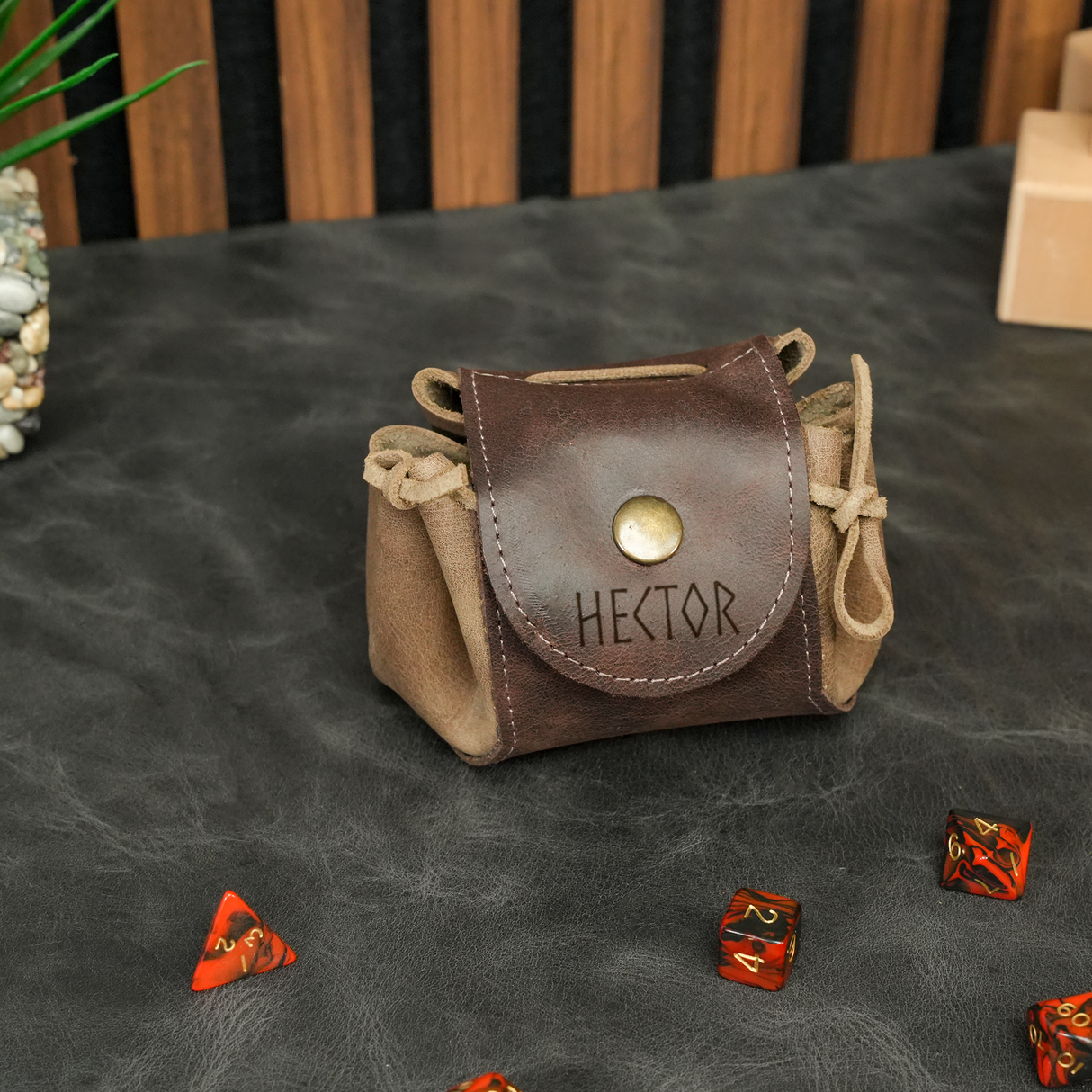 Personalized Tabletop Dice Bag: Leather Dungeons and Dragons Dice Storage