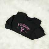 Embroidered Zodiac Astrology Sweatshirt: Personalized Horoscope Crewneck, Scorpio Birthday Gift