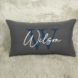Embroidered Monogram Pillow with Fleece Fabric: Custom Last Name Cushion for Couple