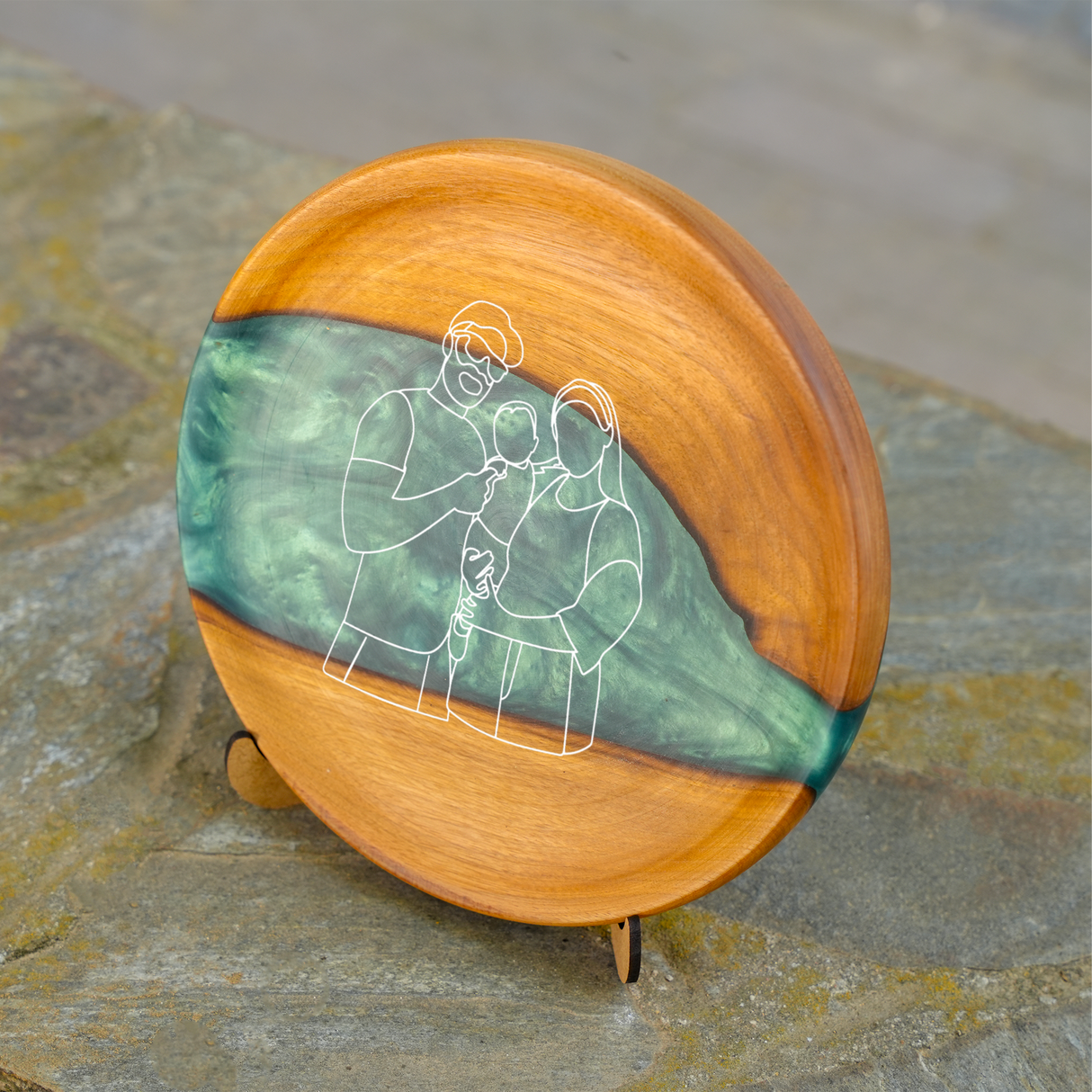 Custom Line Art Portrait Epoxy Resin Keepsake Plate: Decorative Anniversary Gift