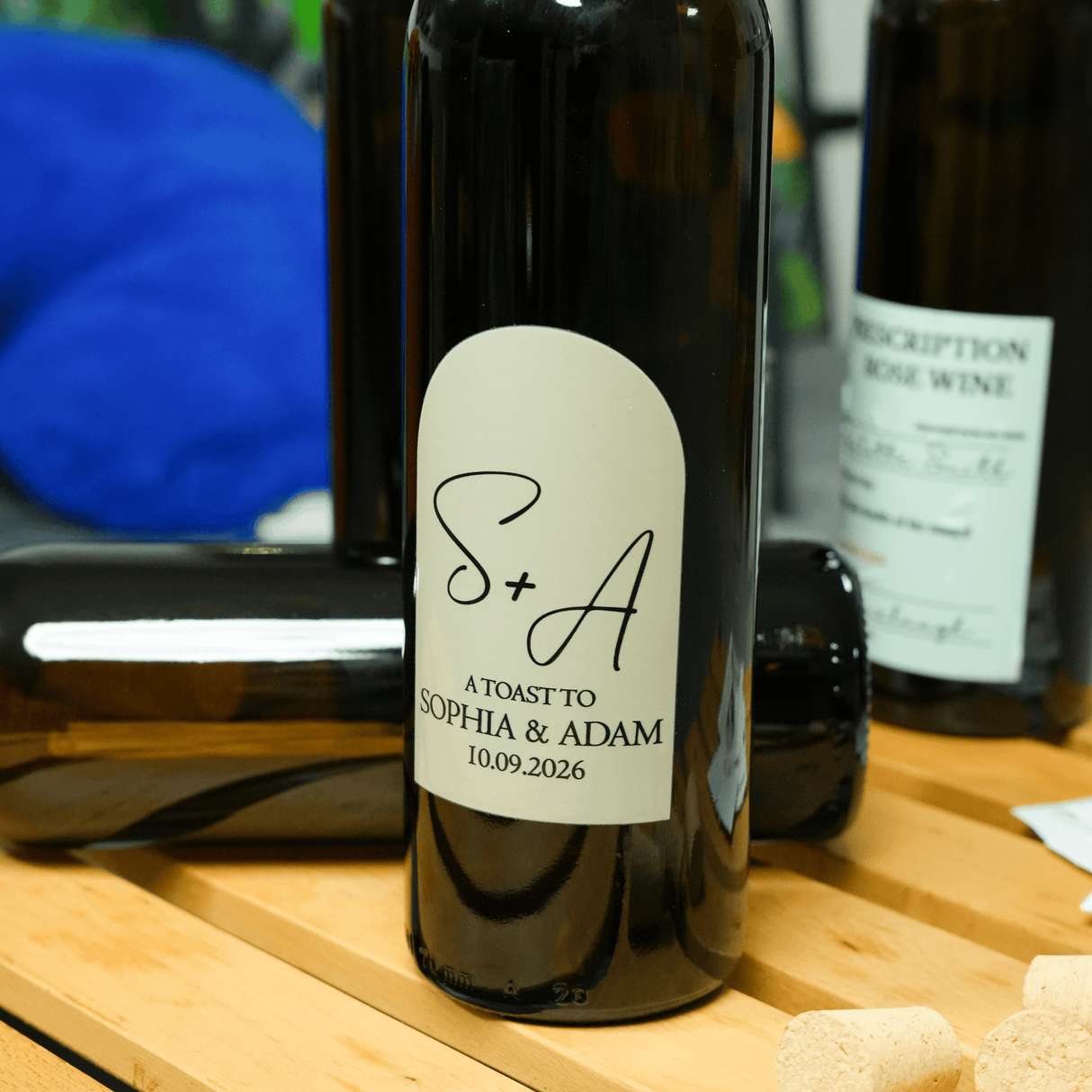 Personalized Wine Label: Custom Bottle Couples Name Sticker, Housewarming Gift