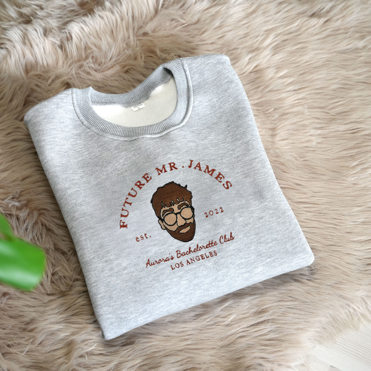 Embroidered Future Mr Last Name Sweatshirt: Custom Portrait Bachelorette Party Crewneck