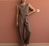 Linen Sleeveless Cropped Basic Top for Women: Minimalist Handmade Blouse