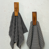 Wooden Wall Mount Hand Towel Holder: Midcentury Modern Bathroom Hooks, Housewarming Gift for Couples