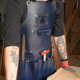 Mechanic Gift Custom Name Leather Apron with Pockets, Personalized Wood Workshop Apron, Apron for Men, Anniversary Gift, Fathers Day Gift