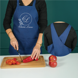 Personalized Japanese Cotton Apron: Cross Back Smock Dress Style with Pockets
