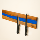 Personalized Magnetic Knife Display Epoxy Wooden Stand: Engraved Kitchen Organizer, Mom Christmas Gift