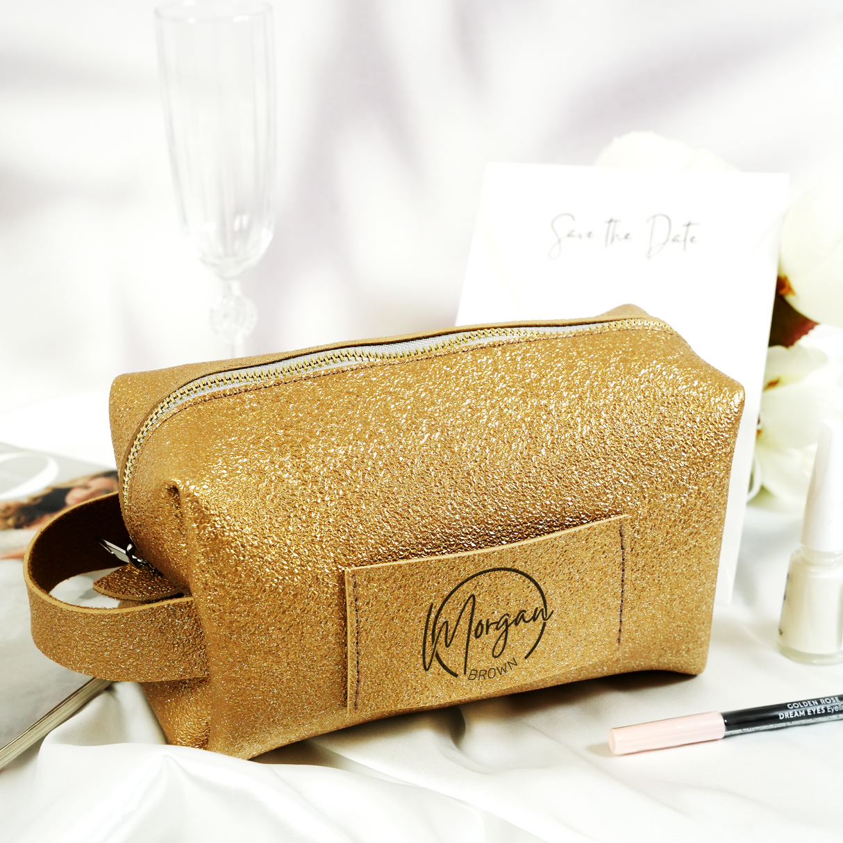 Makeup Bag Personalized Gift for Her, Custom Travel Cosmetic Pouch, Women Toiletry Bag, Girlfriend Birthday Gift, Mom Gift, Bridesmaid Gift