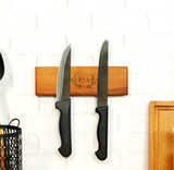 Personalized Walnut Magnetic Knife Holder: Custom Engraved Wooden Wall Rack, Handmade Kitchen Organizer