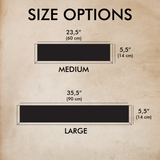 a wall on which size options are displayed