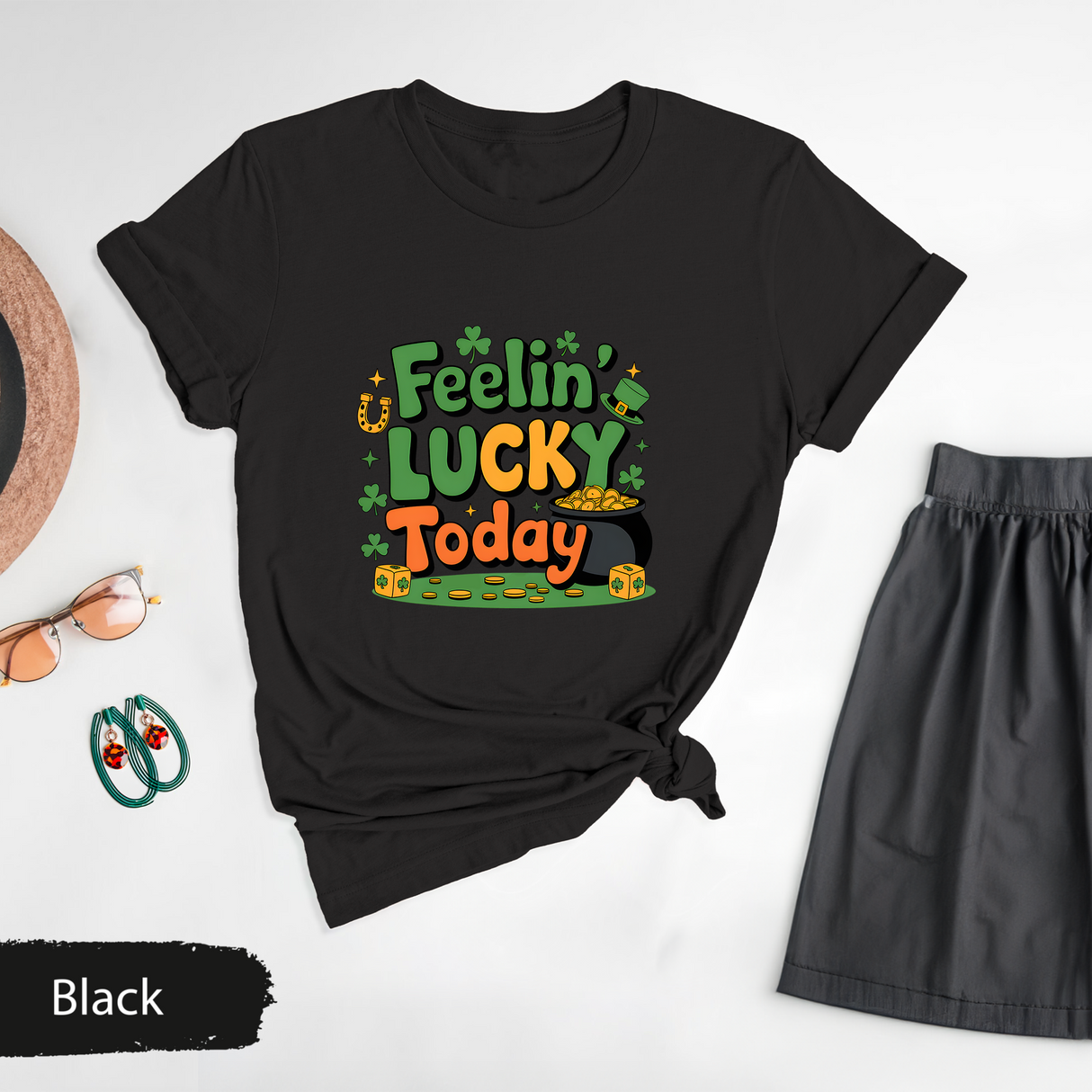 Feeling Lucky Today T-Shirt, St Patricks Day Lucky Shirt, Funny Saint Pattys Festival Shirt, Lucky Charm Irish Shirt, St Patricks  Apparel