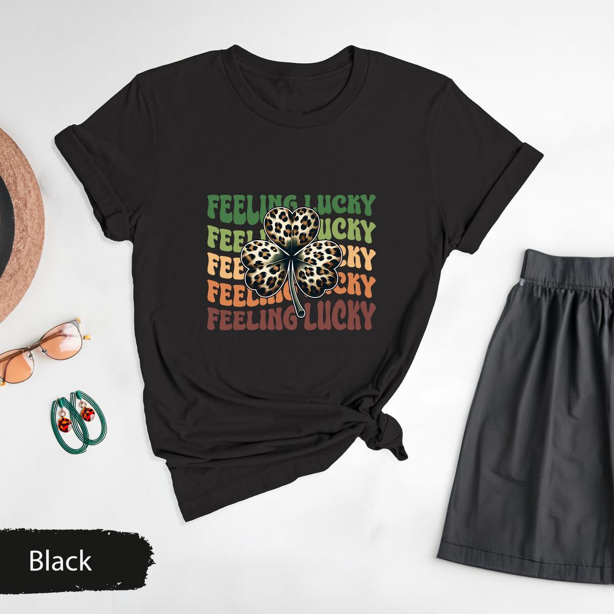 Leopard Shamrock Shirt, Trendy St. Patrick’s Day Tshirt, Womens St Patricks, Feeling Lucky Shirt, Cute Retro Clover T-Shirt, Irish Day Gift