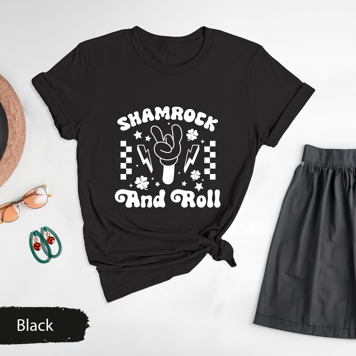 Shamrock and Roll T-Shirt, Funny St Patricks Day Rock Shirt, St Paddys Day Party Shirt, Shamrock Shirt, Rock and Roll Tee, Shirt for Her/Him