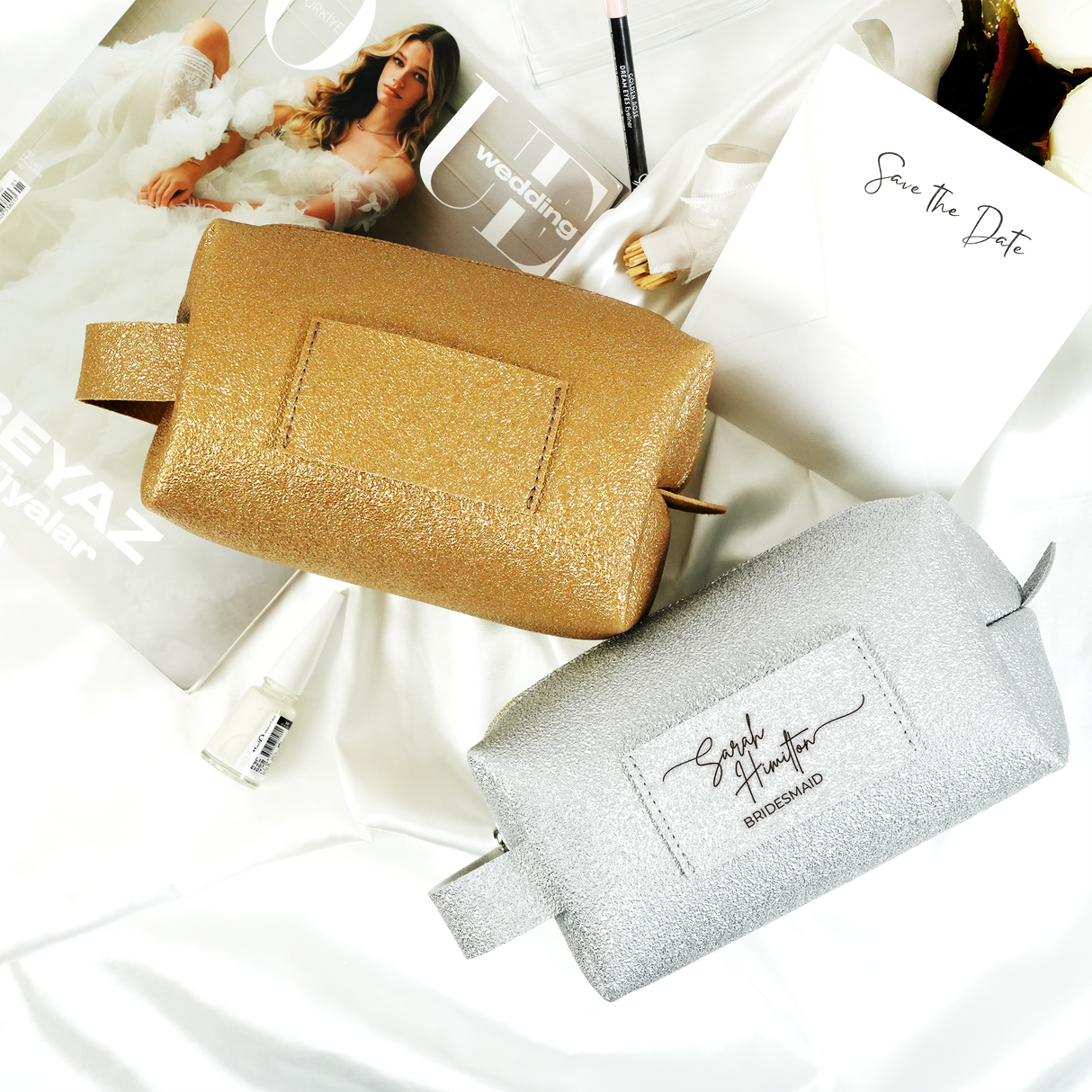 Makeup Bag Personalized Gift for Her, Custom Travel Cosmetic Pouch, Women Toiletry Bag, Girlfriend Birthday Gift, Mom Gift, Bridesmaid Gift