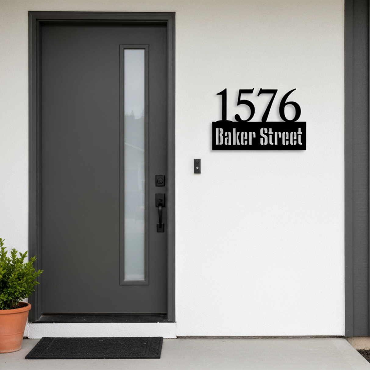 House Number Address Sign with Zip Code: Personalized Metal Wall Plaque for Home Entryway