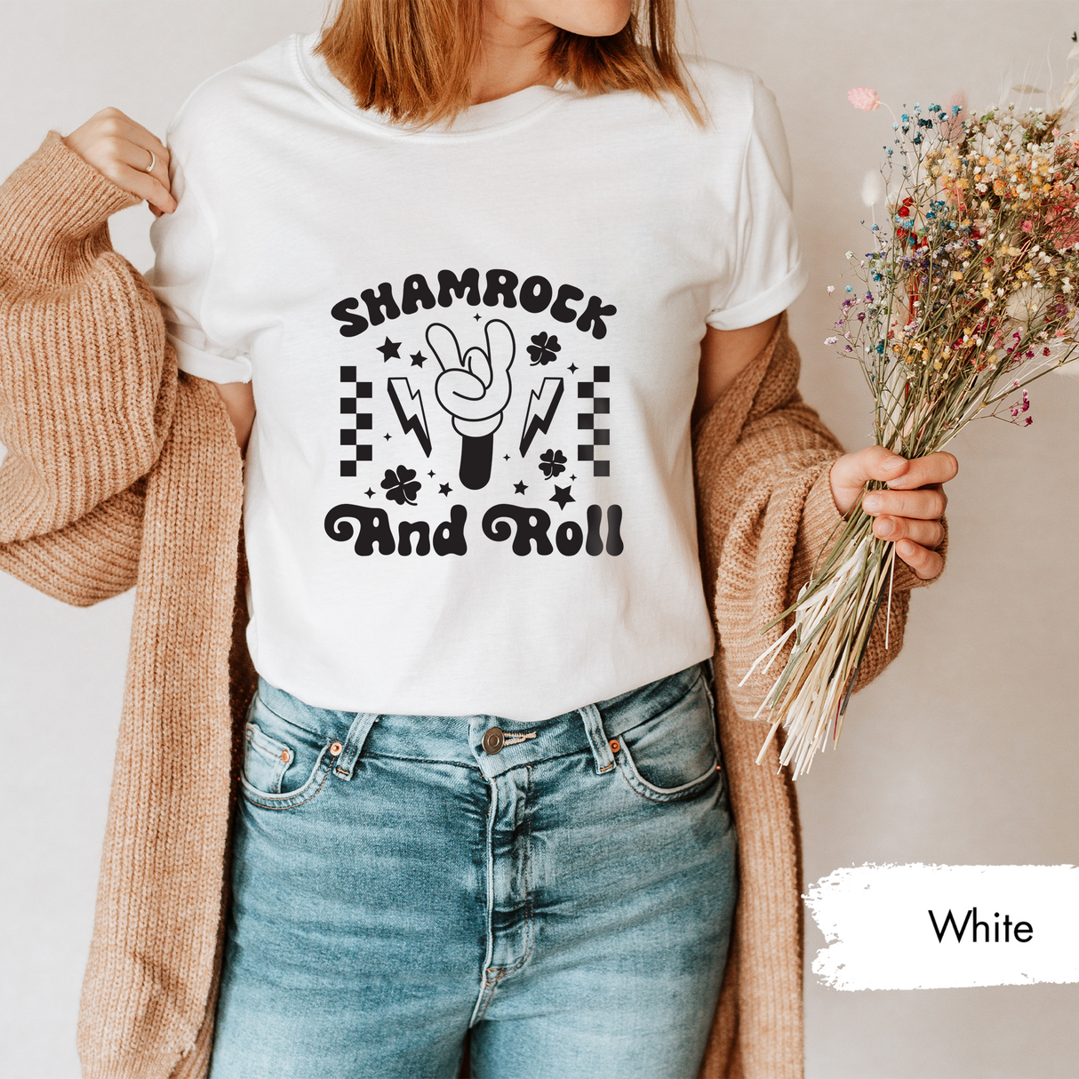 Shamrock and Roll T-Shirt, Funny St Patricks Day Rock Shirt, St Paddys Day Party Shirt, Shamrock Shirt, Rock and Roll Tee, Shirt for Her/Him