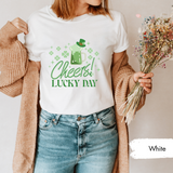 St Patricks Day Cheers Lucky Day T-Shirt, Green Beer Shirt, Beer Lover Gift, Irish Pub Party T-Shirt, Funny Patricks Outfit, Bar Crawl Shirt
