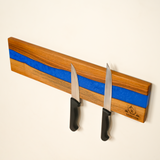 Personalized Epoxy Resin Magnetic Knife Rack: Kitchen Organizer for Couples, Walnut Display Stand