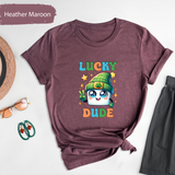 Lucky Dude T-Shirt, Boys St Patricks Day Shirt, Lucky Shamrock Tee, Lucky Dude Funny St Pattys Day Shirt, Gift for Boyfriend, Gift for Kids