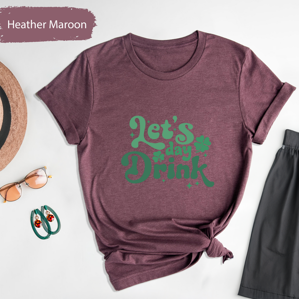 Let’s Day Drink Shirt, Funny St Patricks Day Drinking Tee, Retro Irish Party T-Shirt, Lucky Pub Crawl Outfit, St Paddys Beer Lover Gifts