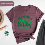 Mommy's Lucky Charm T-Shirt, St Patricks Day Mom Shirt, Cute Shamrock Graphic Tee, Irish Festival Family Outfit, Lucky Charm Gift for Mom