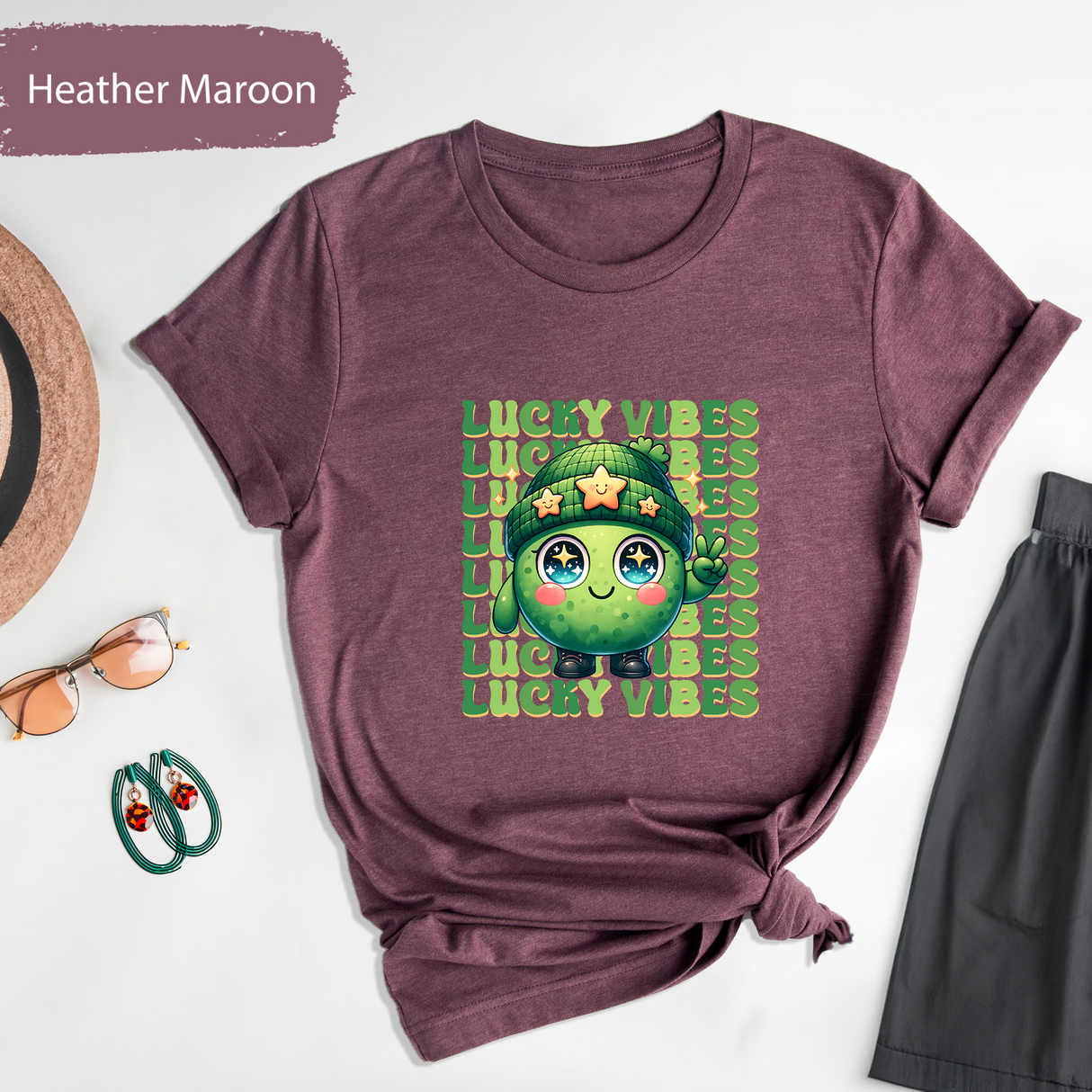 Lucky Vibes St Pattys Day TShirt, Cute Shamrock Shirt, Lucky Charm Tee, Green Holiday Gift, St Patrick Day Gift, Unisex Festival Gift Tee