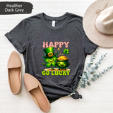 Happy Go Lucky Shirt, St Patricks Shirt, Cute Shamrock Tee,  Lucky Gift, Irish Day Gift, Irish Clover Graphic Tee,Funny St Paddys Day Outfit