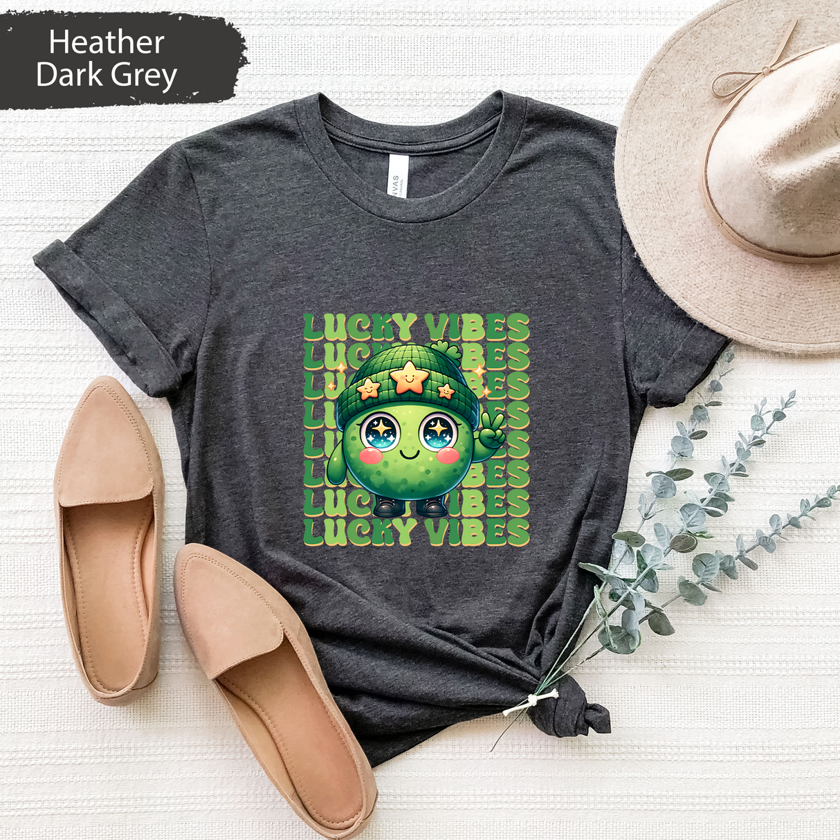 Lucky Vibes St Pattys Day TShirt, Cute Shamrock Shirt, Lucky Charm Tee, Green Holiday Gift, St Patrick Day Gift, Unisex Festival Gift Tee