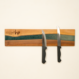 Personalized Magnetic Knife Display Epoxy Wooden Stand: Engraved Kitchen Organizer, Mom Christmas Gift