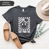 Can't Pinch This Shirt, Funny St Patricks Day Tee, Retro Smiley Face Shamrock TShirt, Lucky Irish Checkerboard Graphic Tee, Saint Pattys Day