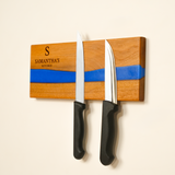 Personalized Magnetic Knife Holder for Mom’s Kitchen: Engraved Epoxy Wooden Wall Rack, Chef Gifts
