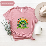 St Patricks Day Feeling Lucky Shirt, Irish Rainbow Tshirt, Lucky Clover Graphic Tee, St Paddys Day Gift, Gift for Her, Lucky Party Tshirt