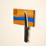 Peronalized Epoxy Walnut Knife Holder with Magnetic Stand: Laser Engraved Wood Rack, Handmade Kitchen Gift