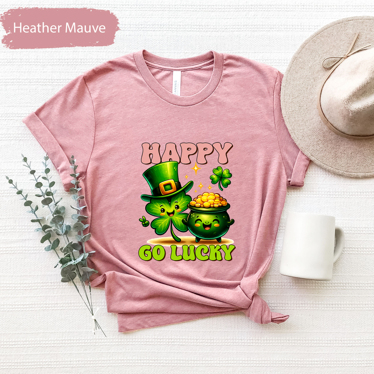 Happy Go Lucky Shirt, St Patricks Shirt, Cute Shamrock Tee,  Lucky Gift, Irish Day Gift, Irish Clover Graphic Tee,Funny St Paddys Day Outfit