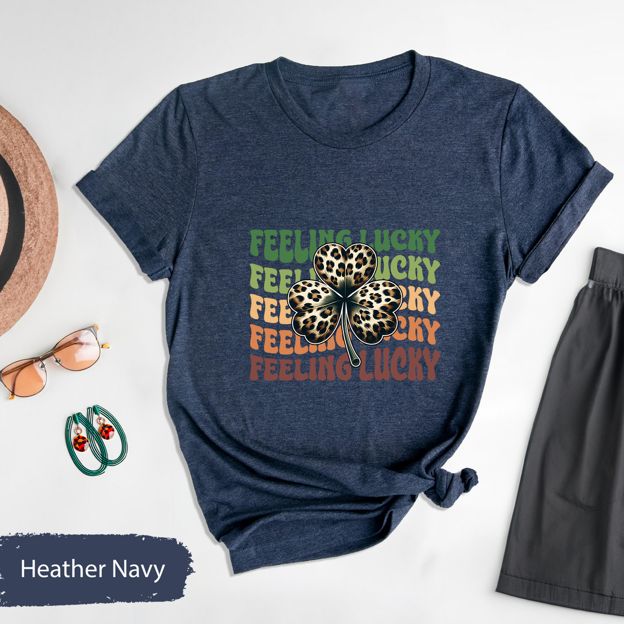 Leopard Shamrock Shirt, Trendy St. Patrick’s Day Tshirt, Womens St Patricks, Feeling Lucky Shirt, Cute Retro Clover T-Shirt, Irish Day Gift
