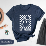 Can't Pinch This Shirt, Funny St Patricks Day Tee, Retro Smiley Face Shamrock TShirt, Lucky Irish Checkerboard Graphic Tee, Saint Pattys Day