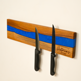 Personalized Magnetic Knife Display Epoxy Wooden Stand: Engraved Kitchen Organizer, Mom Christmas Gift