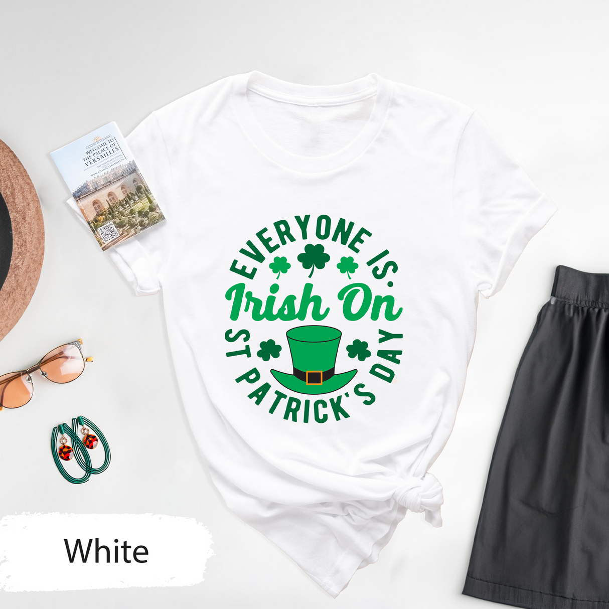 Everyone Is Irish on St Patricks Day T-Shirt, Funny Irish Clover Tee, Lucky Leprechaun Hat Shirt, St Paddys Day Party Outfit, Green Day Gift
